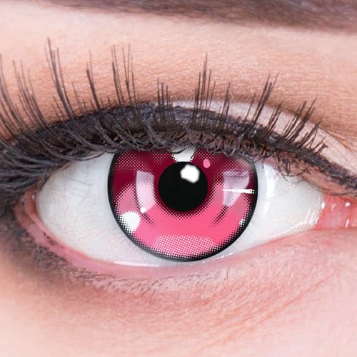 MeralenS Lentes de contacto coloridas Anime Arc 3 Pink Pink Soft Motieflens para traje de vestido elegante, Cosplay, carnaval, Halloween, 2 unidades, 1 par de lentes cor rosa, sem correção