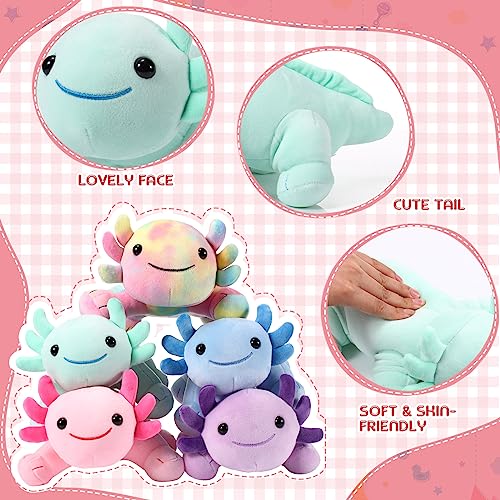 Image of Libima 5 Pcs 12 Inch Axolotl Plush Toys Stuffed Animal Plushies Pillow Doll Cute Soft Axolotl Toy Stuffed for Birthdays Gift Home Decoration(Bright Color)