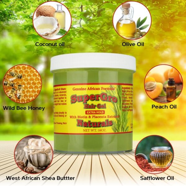 SuperGro Extra Hold Gel for Natural Hair Styling - 16 oz - Image 3