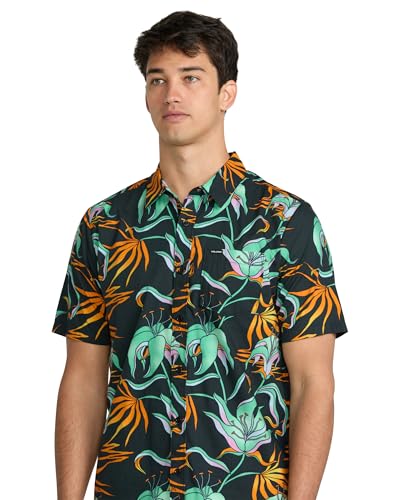 Volcom Men's Regular Marble Floral Short Sleeve Button Down Hawaiian Shirt3