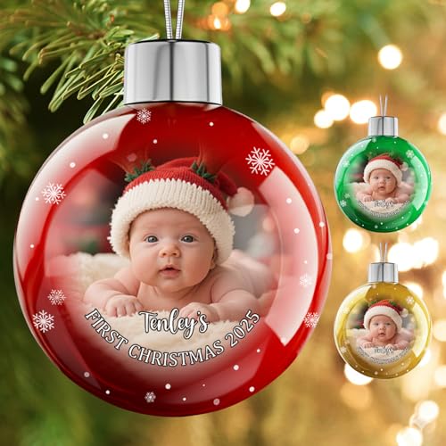 Image of Personalized Babys First Christmas Ornament 2025 Girl Boy - Custom Christmas Balls, Xmas Newborn Gifts Keepsake Babys 1st Year Ornaments, Elegant Christmas Decor for New Parents