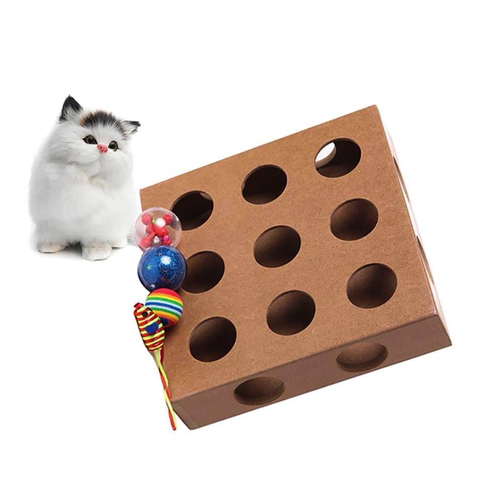 Drôle Interactif Chat De Compagnie Jouet Puzzle Boîte en Bois Peek Jouer Jouet Boîte Cacher Et Chercher Chat Souris Jouet Et Puzzle Mangeoire Adorable Chat De Compagnie Jouets