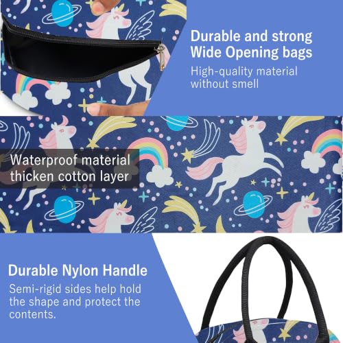 Image of Textile Fabric Lunch Bag Office Tiffin Bags for Men Women | Insulated Hot /Cold Travel Lunch Bag | for Lunch Tiffin Box & Bottle (Unicorn), 5 Liter,Multicolor