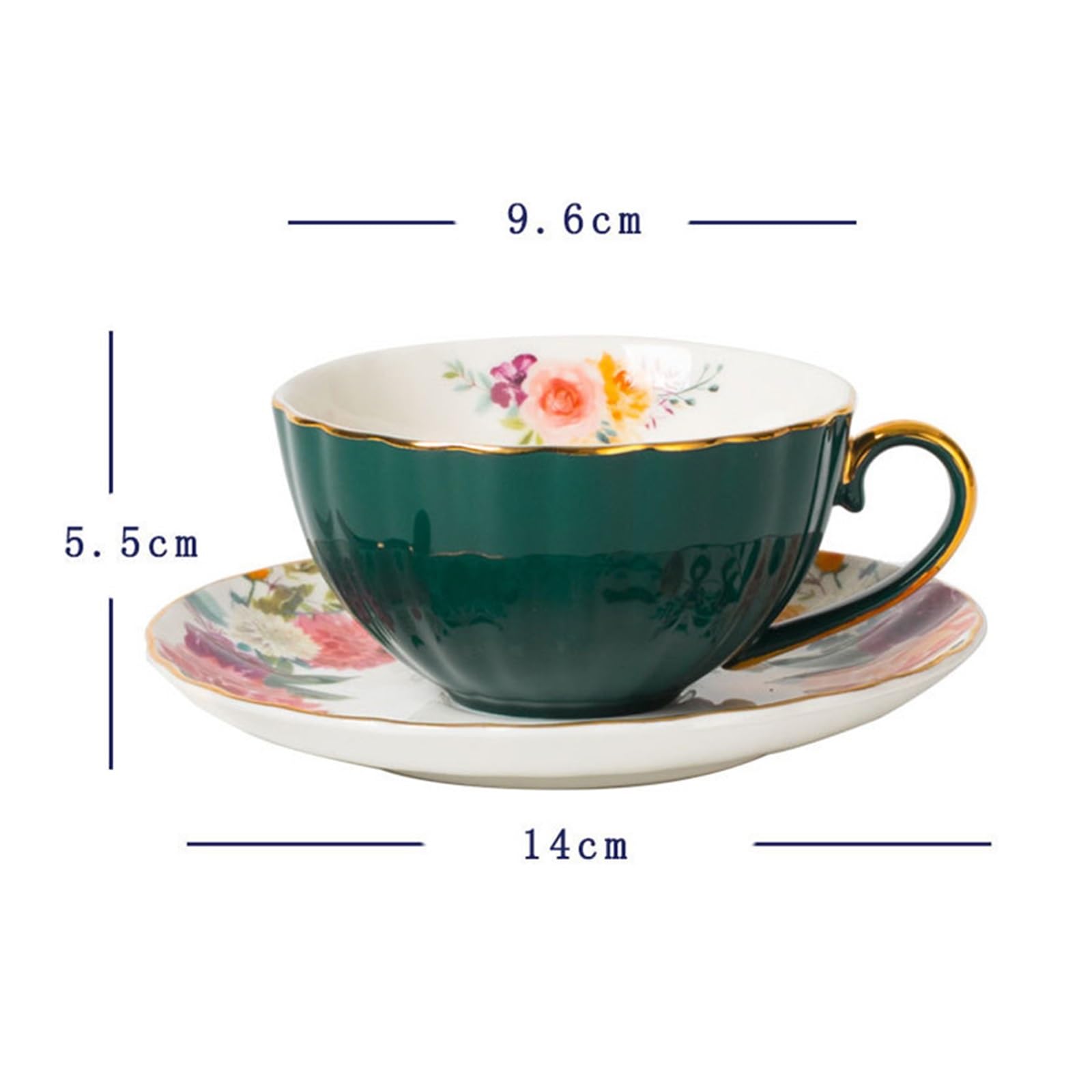 Juego de Taza y Plato de Café Juego de Tazas y platillos de café de cerámica, Tazas de té con Flores, Regalo de Boda, Regalo de acompañamiento(1pc Pink)