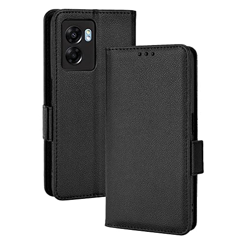 GOKEN Funda para OPPO A77 5G, Leather Folio Carcasa con Soporte & Ranura para Tarjeta, Flip Magnético Case Cover -Negro