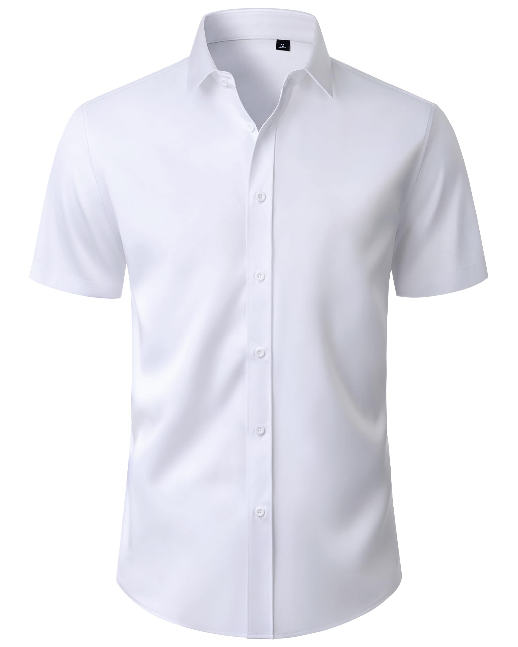 Mens Short Sleeve Dress Shirts Stain Shield Stretch Button Down Shirt Business Casual Formal Wedding Office Tops