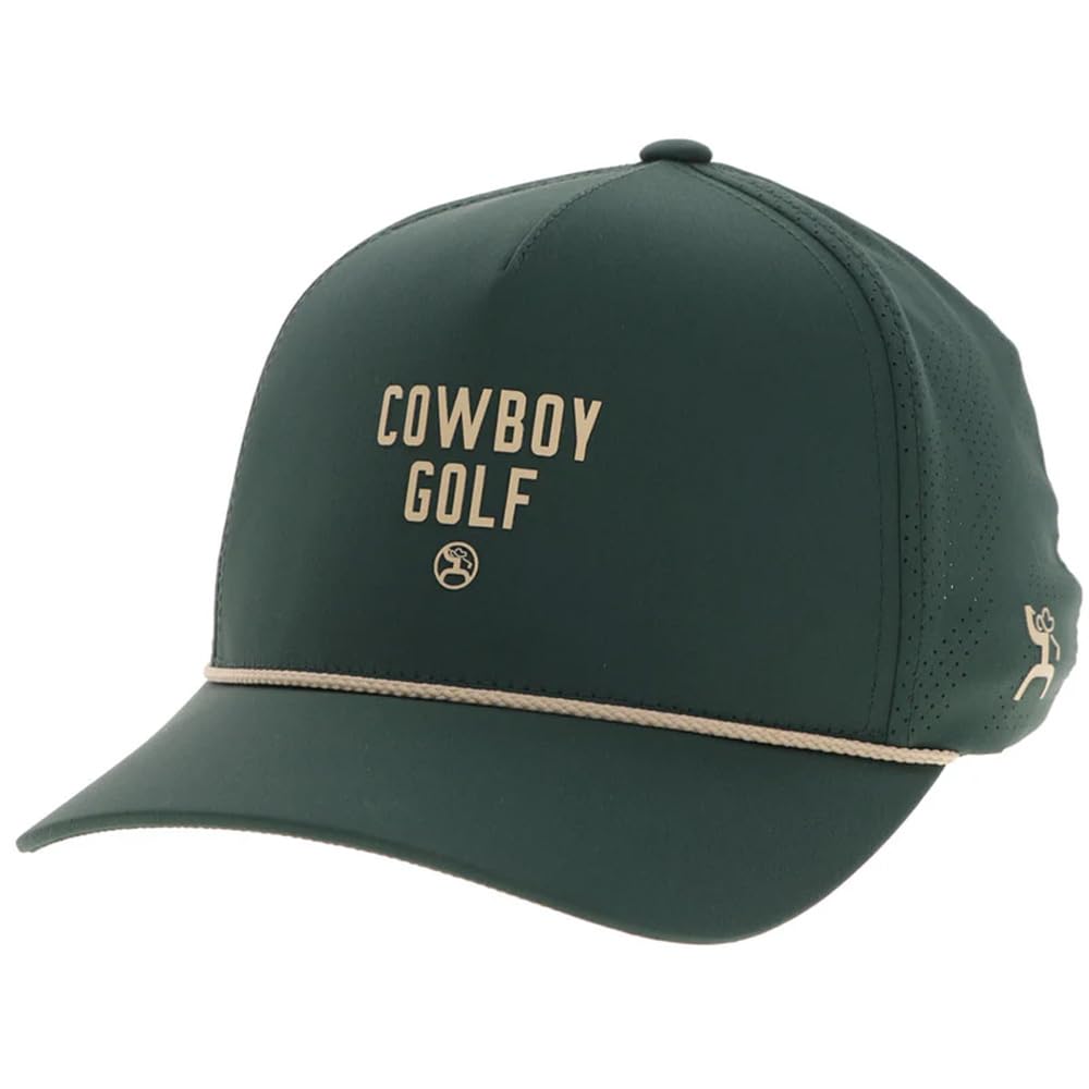 HOOEY Augusta Hat - Snapback Cowboy Golf Cap with Logo, Adjustable 5-Panel Outdoor Casual & Golf Baseball Hat for Men & Women, Green, One size