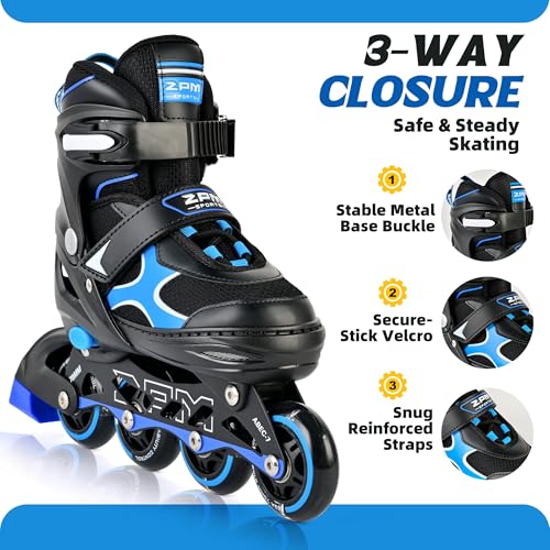 Image of 2PM SPORTS Inline Skates for Kids Girls Boys Ages 5-8 8-12 4-6 6-12 with Light Up Wheels, Adjustable Kids Roller Skates Blades for Adults Men Women Beginners Youths