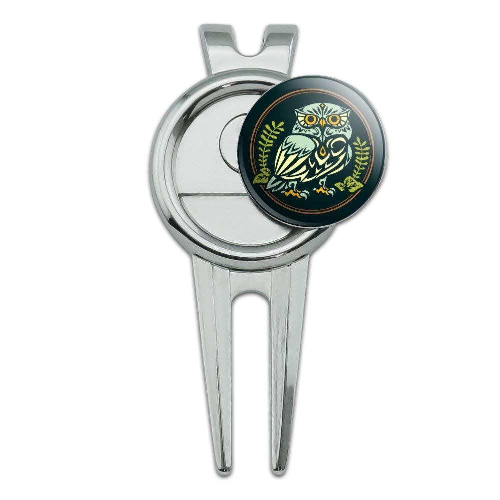 GRAPHICS & MORE Wise White Tribal Owl Golf Divot Repair Tool and Ball Marker