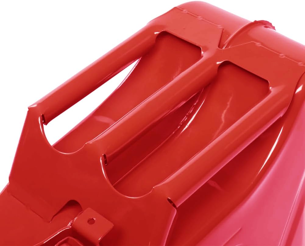 Bidón de combustible de 5/10/20 litros - Depósito de combustible metálico portátil con asa de 3 capas | Apto para coches, camiones y motocicletas, con boquilla extendida - Rojo(5L)