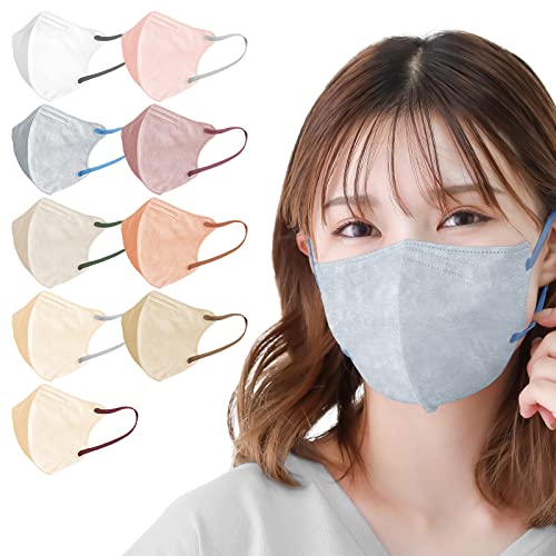 kaitou 20枚 バイカラーマスク 3Dマスク 立体マスク 不織布 血色マスク カラー くちばし 使い捨て 小顔 チークマスク 耳が痛くならない カラーマスク カケンテスト済【日本企画・意匠特許出願中】 (Mサイズ, グレー)