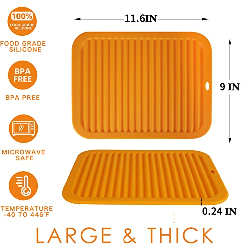 Image of Silicone Trivets for Hot Pots and Pans, 9 * 12 inch Orange Silicone Hot Pads Pot Holders for Kitchen, 2 Pack Trivet Mat for Hot Dishes, Hot Pot Mats Hot Plates for Table Hot Dishes, Jar Opener