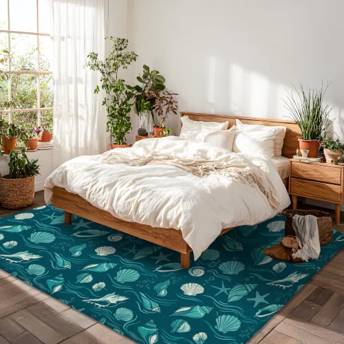 Alfombra resistente a la decoloración con estampado estético de estrellas de mar 5