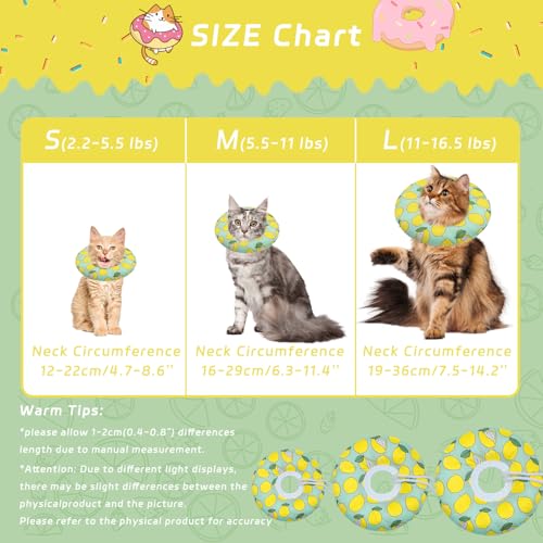 Seyezo Cat Cone Collar Soft, Adjustable Cat Recovery Collars, Green Lemon M - Image 2
