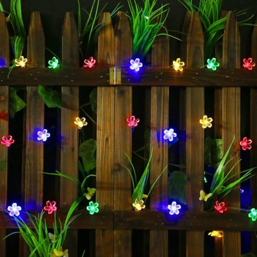 Image of CBK 75 Flower LED Fairy String Solar Silicon Flower 10 Meter Waterproof 8 Mode Outdoor /Indoor Waterproof Solar Powered Led String Light, Decorations for Garden Yard Balcony (Multicolor)
