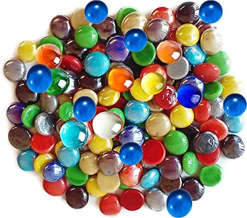 Litensh 1kg Fire Glass Beads, Decorative Glass Pebbles, Round Colored Vase Glass Gems Stones, DIY Glass Granulates Nuggets Marbles Pebble Crafts for Graden Aquarium Crafts