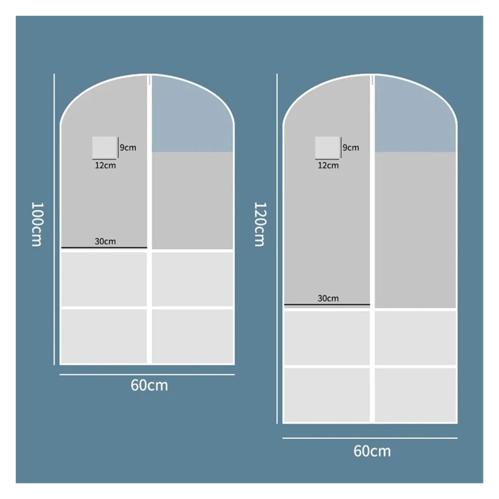 fundas para ropa 3Pcs Dance Costume Garment Bags With Clear Zipper Pockets Clothing Cover Storage For Suits Dress Coat Closet Hanging Clothes Bag(60x120CM)
