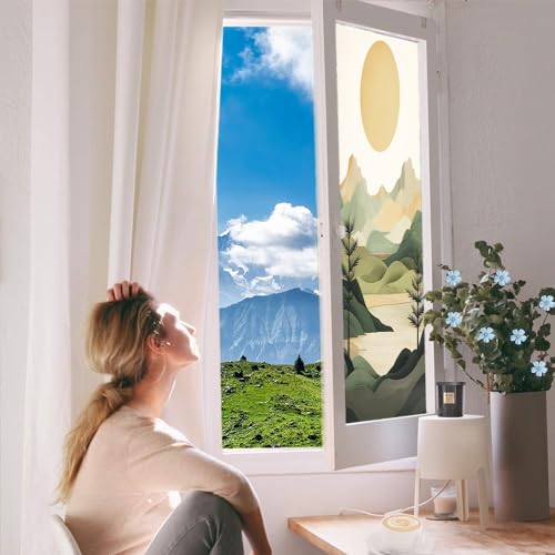 Película decorativa para ventana con paisaje rústico miniatura 5