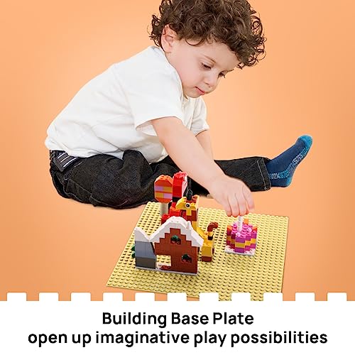 Image of Lekebaby 4 Pack Classic Baseplates 10 inch x 10 inch, Building Base Plates for Building Bricks, 100% Compatible with Major Brands and Activity Table-Baseplate, Sturdy & Safe, Age 3 and up Kids, Sand