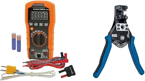 Klein Tools Multímetro MM400 y cortador de cables 11063 W, herramienta de pelacables automática de alta resistencia para cables eléctricos sólidos