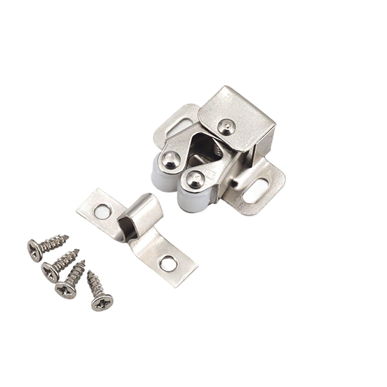 Xinglongs Nickel Double Roller Catch Door Catches 40 Sets Cabinet Roller Catch Door Stop Closer Stoppers Damper Buffer Clasp Latch