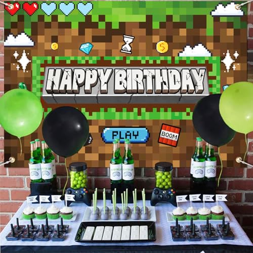 Decoración de Fiesta Pixel Banner Fondo Videojuego Minero miniatura 4