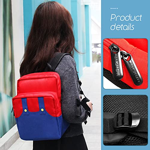 AKNES Cute Mario Small Backpack, Cute Fashion Casual Travel Bag, Large Daypack with Strap Multi-Pocket, Lightweight Bag for Shopping Travel Hiking Walking Cycling - Thumbnail 2