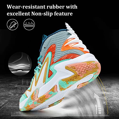 Image of VITUOFLY Kids Basketball Shoes Boys Sneakers Girls Mid-top Sports Shoes | Ankle protection, Non-slip TPR outsole, Cushioned shock-absorbing EVA midsole, Indoor outdoor sports for little & big kids
