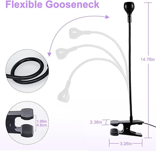 Bovmics Lámpara de curado de pegamento ultravioleta UV USB de 3 W, lámpara de uñas LED UV para uñas de gel, lámpara de escritorio flexible con