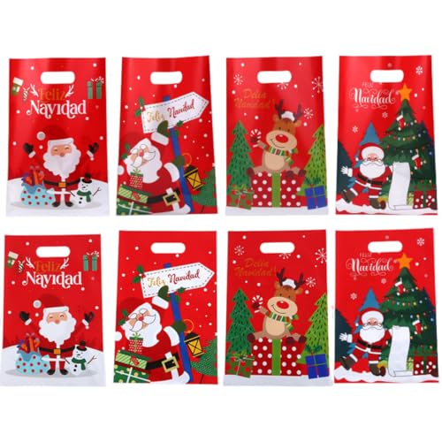 EEUOPQ クリスマス ラッピング 袋 お菓子袋 手提げ袋 50枚 4種柄 キャンディー チョコレート 配る用 小分け袋 景品 ギフトバッグ (B)