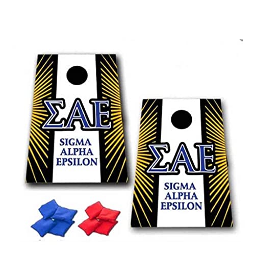 VictoryStore Cornhole Games - Sigma Alpha Epsilon Cornhole Bag Toss Game 8 Bags Included, Officially Licensed (Star Burst and Stripe)