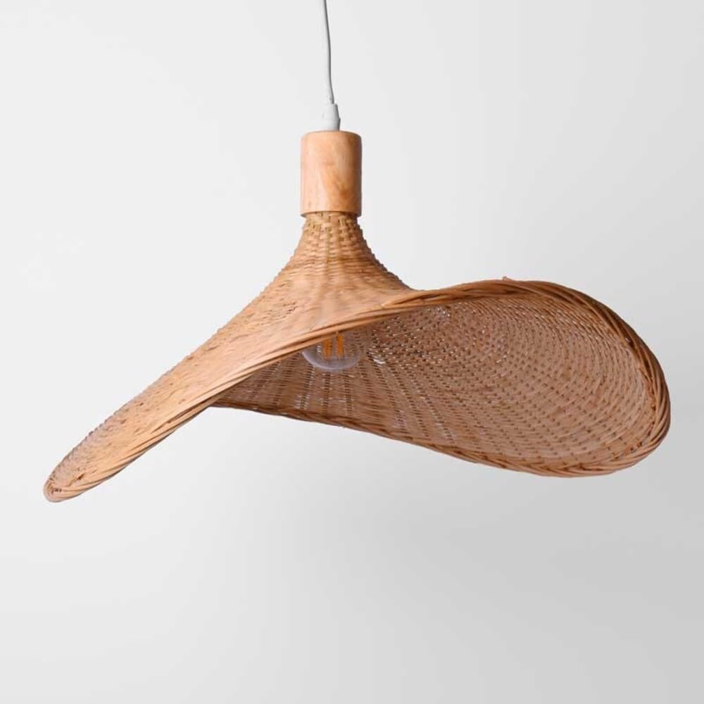 Lampada a sospensione in vimini "Bellas" Design artigianale e stile sombrero | Lampada Techo Decorativa Naturale per Comodini, Saloni o Locali | Compatibile con Bombilla E27 (non inclusa)