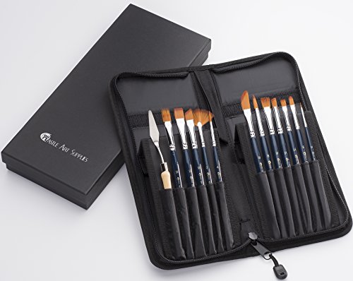 13-Piece Versatile Paint Brush Set: The Perfect Mix of Quality and Variety for Hobbyists and Aspiring Artists; Includes 13 Synthetic Paint Brushes, Pop-Up Stand, Gift Box and Bonus Painting Knife