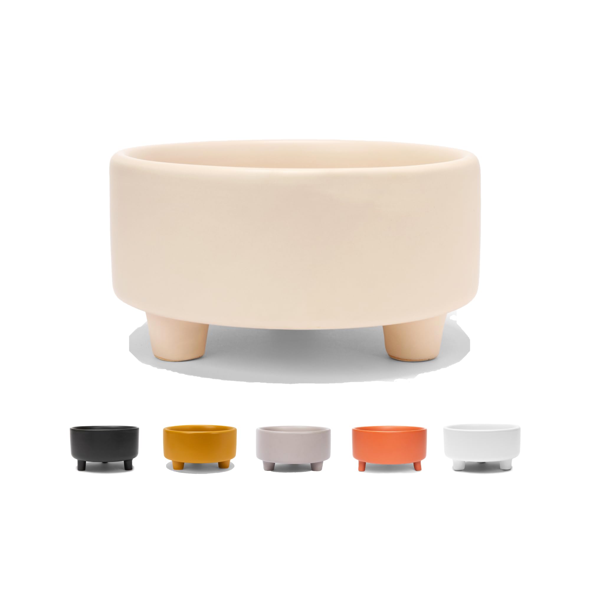 Waggo Uplift Ceramic Dog Bowl for Small Medium and Large Breeds - Heavyweight and Durable Pet Food and Water Dish Crock, Dishwasher Safe, Modern, Elevated Feeder (Large, Buttercream)