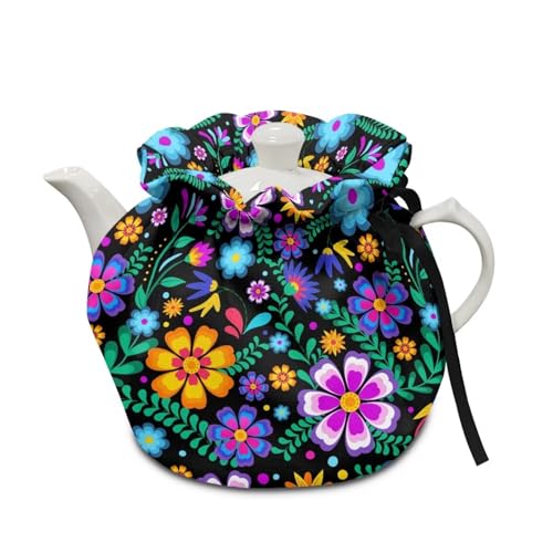 Hechitok Tropical Flower Tea Cozy for Teapot, Large Teapot Insulation Cover Kettle Cover Keep Warm Tea Pot Cover Teapot Protective Cover