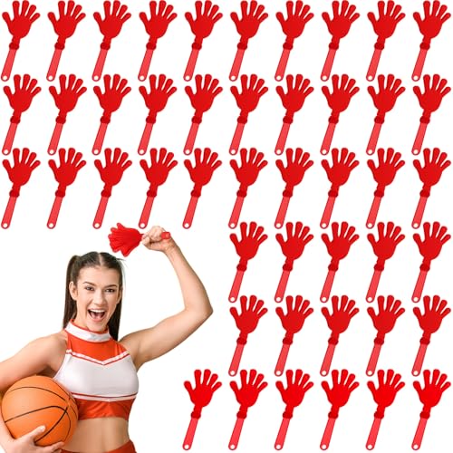 Junkin 200 Pcs Hand Clappers Bulk Plastic NoiseMakers, Red