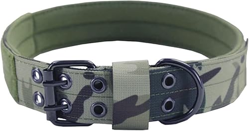 Collar táctico para perro, collar militar ajustable para perro con anillo en D de metal y hebilla, collar de entrenamiento de nailon resistente para
