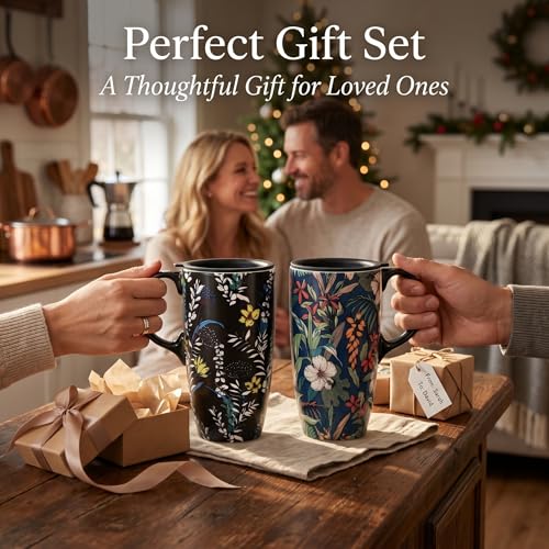 Set de 2 Mugs de Cerámica para Viaje con Tapa 17oz miniatura 4