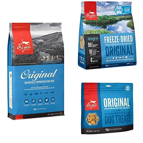 Orijen Dry Dog Food for All Ages, Original, Grain Free, High Protein, Fresh & Raw Animal Ingredients, 25lb + Treats