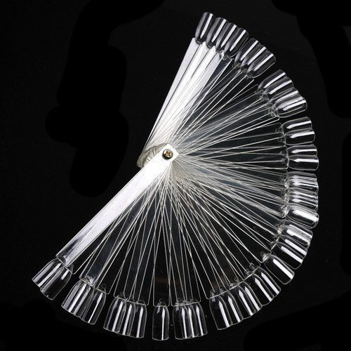 Beauticom® 500 Clear Acrylic False Tip Sticks with Metal Screw Fan-Shaped Nail Art Display Chart Practice Tool - 500 Tips