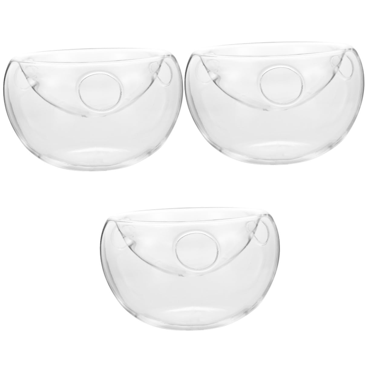Alipis 3 Pcs Transparent Salad Bowl Wedding Ceremony Decorations Noodles Bowls Fruit Round Tray Wedding Favor Candy Circle Tray Food Bowls Ice Chilled Oatmeal Iced High Borosilicate Glass