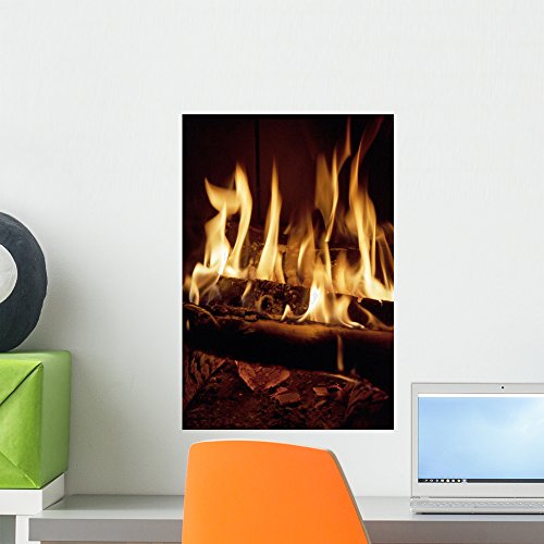 Wallmonkeys Fireplace Wall Mural Peel and Stick Graphic (18 in