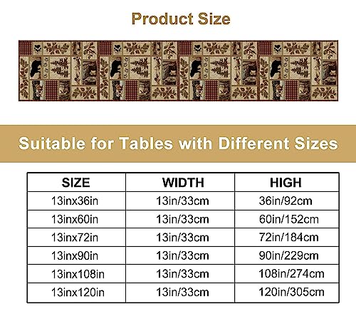 Image of Rustic Country Bear Table Runner,Patchwork Cabin Wild Animals Hunting Table Cloth for Home Kitchen Dining Table Decoration Party 13x60 in