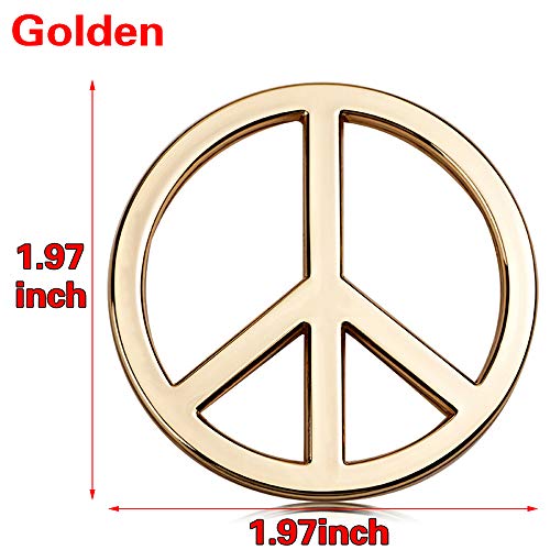 Image of NO WAR Golden Metal for Car Sticker Peace Sign Modified Round Body with Free Labeling Three-Dimensional Car Tail Mark Anti-Nuclear Movement