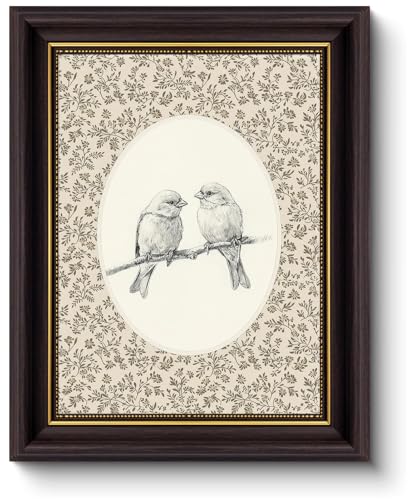 Myzoran Dark Brown Framed Wall Art,Vintage Birds...