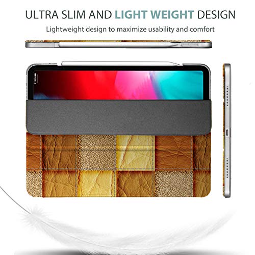 Image of iPad PRO 11 Inch 1 Gen 2018 [ PRO 11 1st ] A1980 A1934 A2013 MU0T2HN /A MU0Y2HN /A MTXN2HN /A MTXP2HN /A Printed Slim Lightweight Protective PC Dual Angle Stand Clear Flip Back Cover - Brown Patchwork