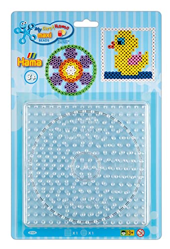 HAMA - Blister 2 plaques : Carrée et Ronde : pour perles à repasser taille Maxi - Loisirs créatifs transparent
