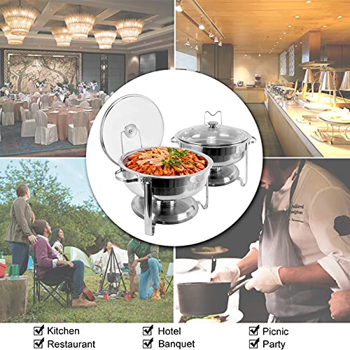 LKJHG Edelstahl Speisenwärmer, Rundes Buffetwärmer Chafer Set Mit Deckel & Deckelhalter Für Buffet Hochzeiten Partys… – Bild 8