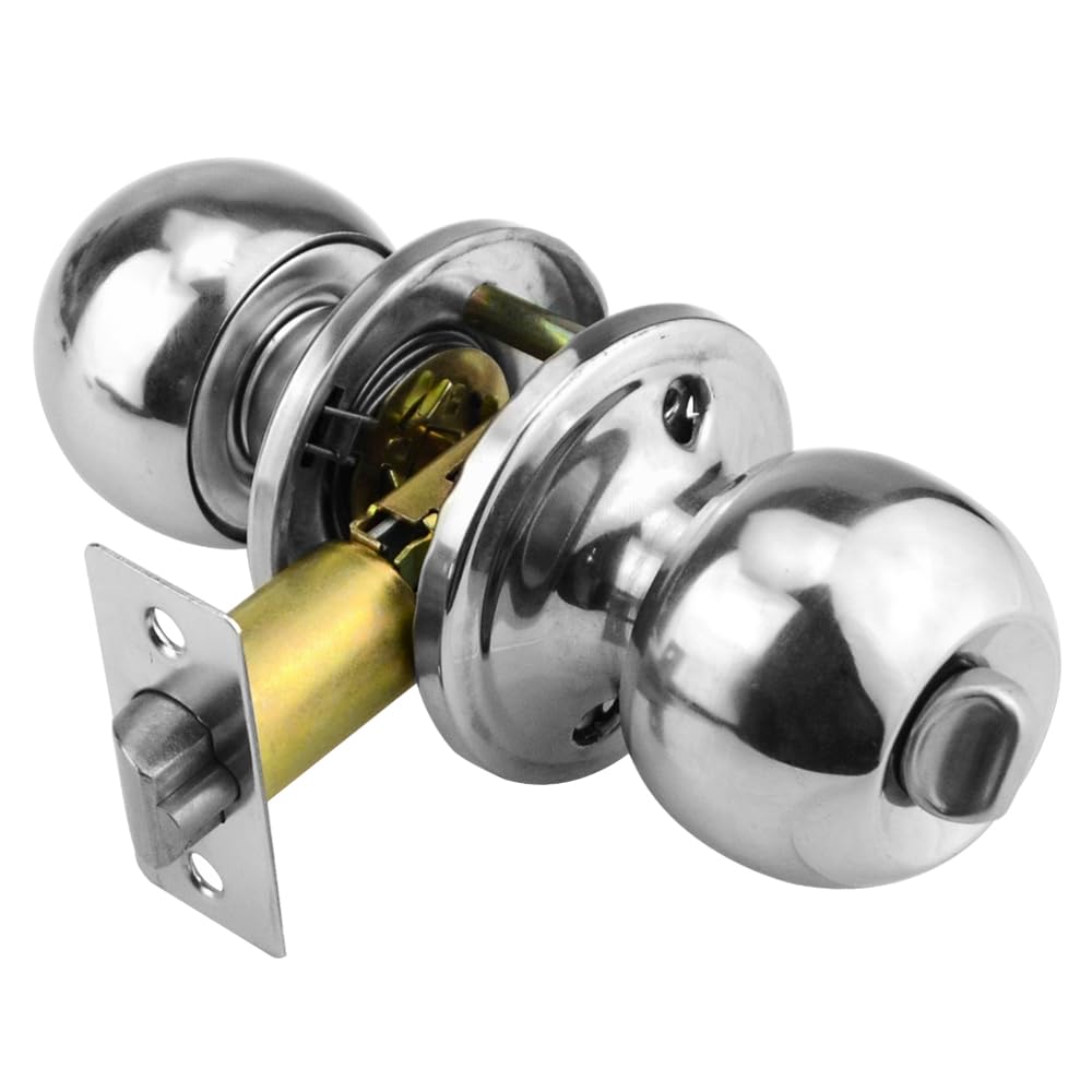 TOVOT 2 Packs Internal Door Handle Locks Round Door Handles with Locks Stainless Steel Door Knob with Locks Handles Set for 25-45MM Door (No Keys) - Image 4