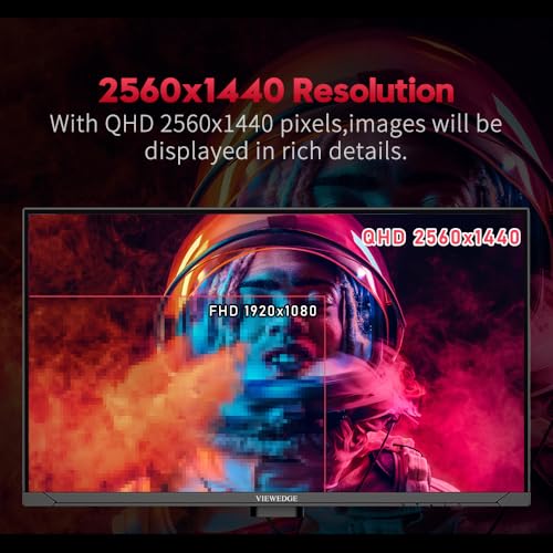 Image of Viewedge 27 inch Gaming Monitor QHD (2560x1440p) 240Hz Computer Monitor, 1ms HDR10 IPS DisplayPort HDMI 2K Vertical Monitor, Wall Mountable Built-in Speakers